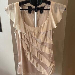 White House Black Market Tan Ruffle Top